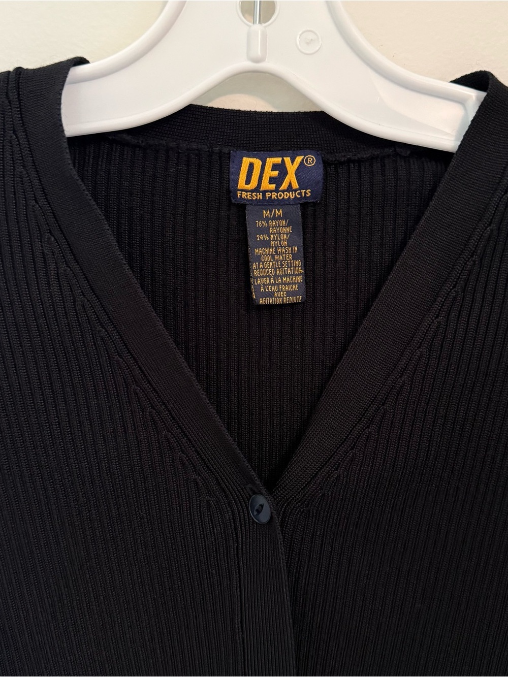 Dex Black Ribbed V-Neck Button Cardigan - Picture 2 of 2